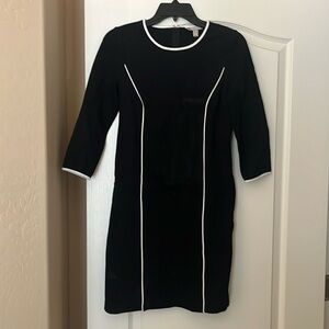 Banana Republic Black Dress with off white detail & 3/4 length sleeves